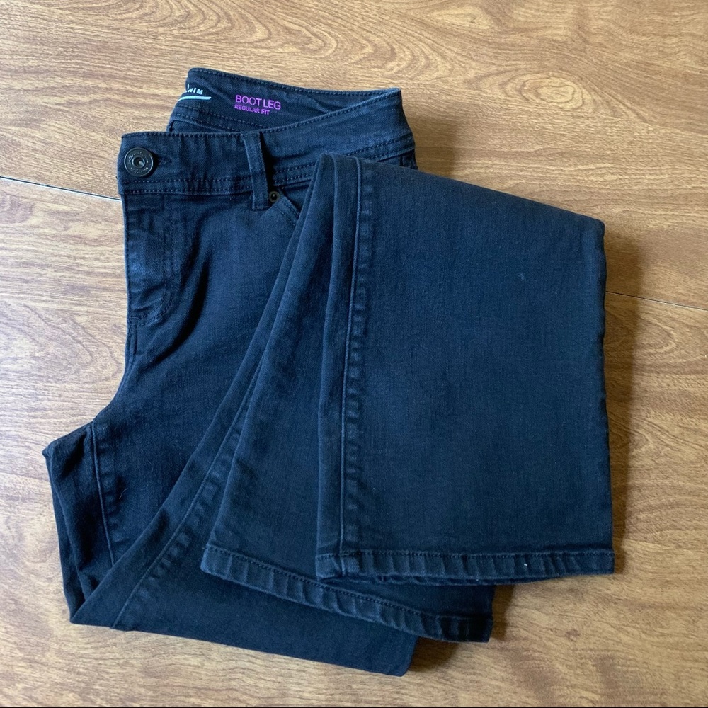 INC Denim Women’s Dark Wash Black Denim Bootleg Bootcut Jeans size 4